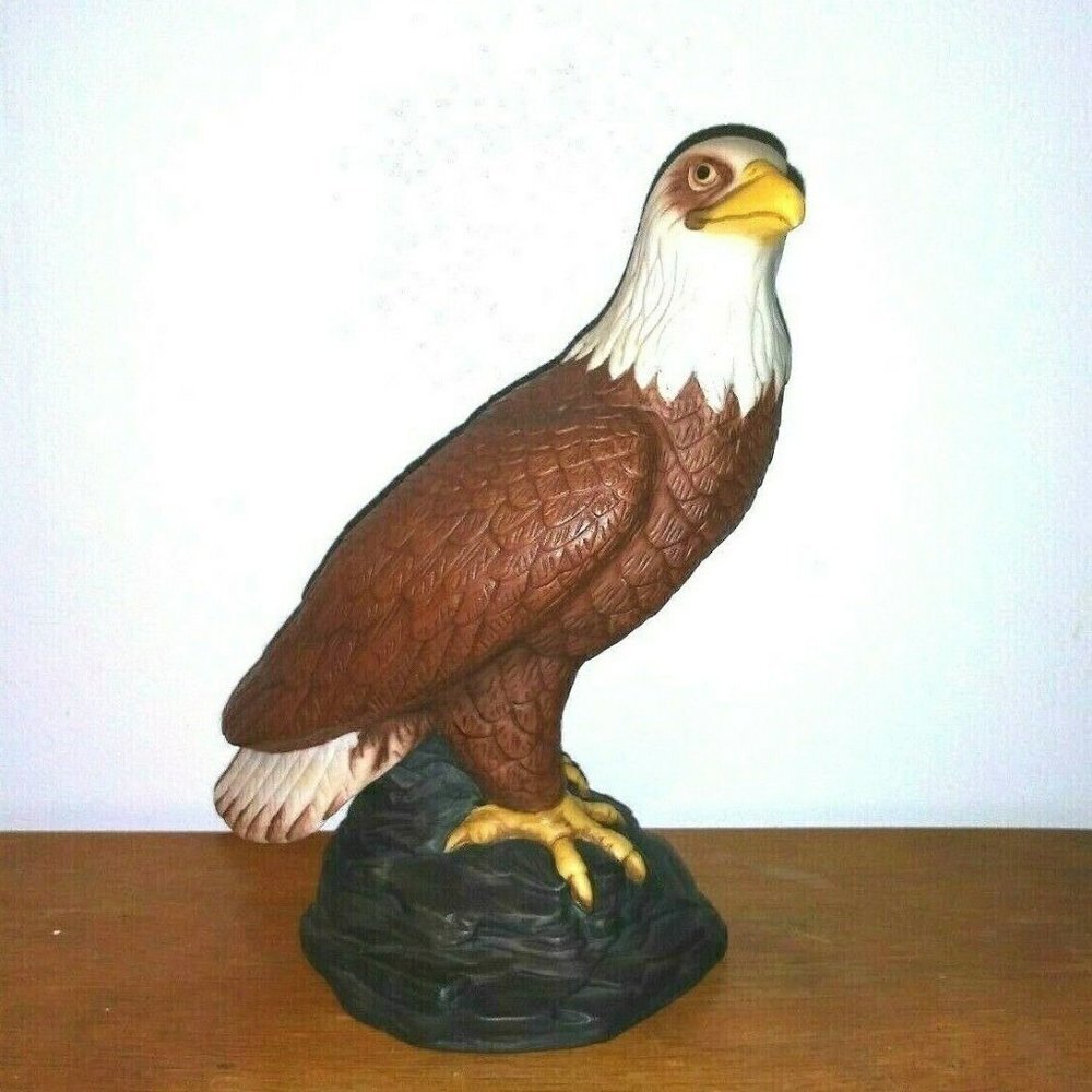 BALD EAGLE on Rock Figurine Ceramic 8" Patriotic